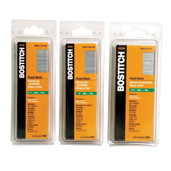 Bostitch Collated Finishing Nail, 11/4 in L, 16 ga, Coated, Round Head
